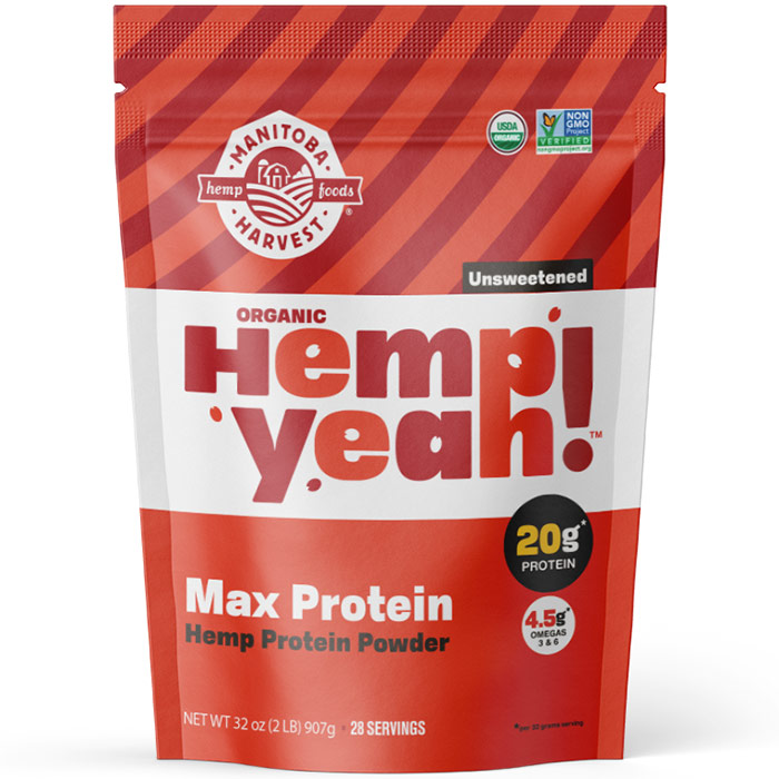 Hemp Yeah! Max Protein Powder, Organic, Unsweetened, 32 oz, Manitoba Harvest Hemp Foods