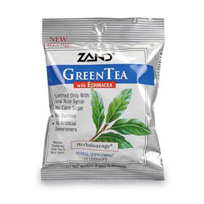 Zand Herbal Lozenge Green Tea with Echinacea 15 lozenges, Zand