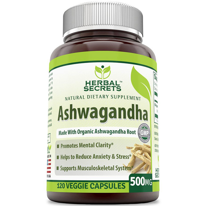 Herbal Secrets Ashwagandha 500 mg, 120 Veggie Capsules, Amazing Nutrition