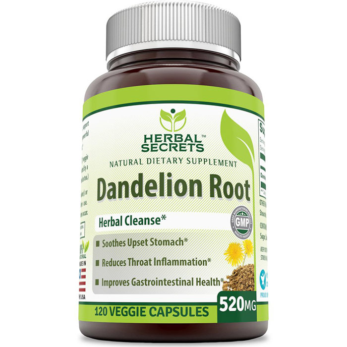 Herbal Secrets Dandelion Root 520 mg, 120 Veggie Capsules, Amazing Nutrition
