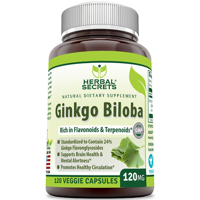 Herbal Secrets Ginkgo Biloba 120 mg, 120 Veggie Capsules, Amazing Nutrition