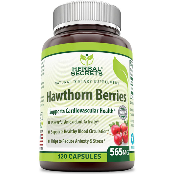 Herbal Secrets Hawthorn Berries 565 mg, 120 Capsules, Amazing Nutrition