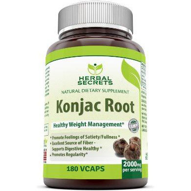 Herbal Secrets Konjac Root 2000 mg, 180 Veggie Capsules, Amazing Nutrition