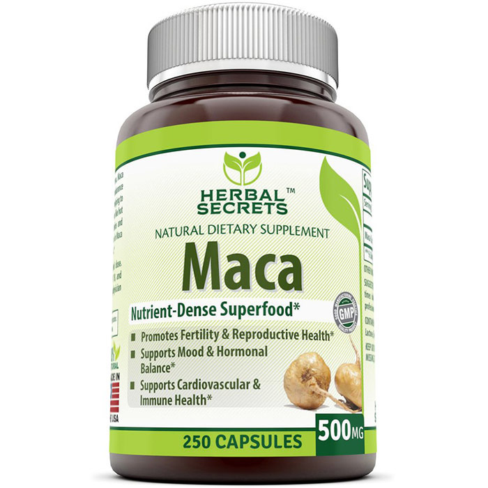 Herbal Secrets Maca 500 mg, 250 Veggie Capsules, Amazing Nutrition