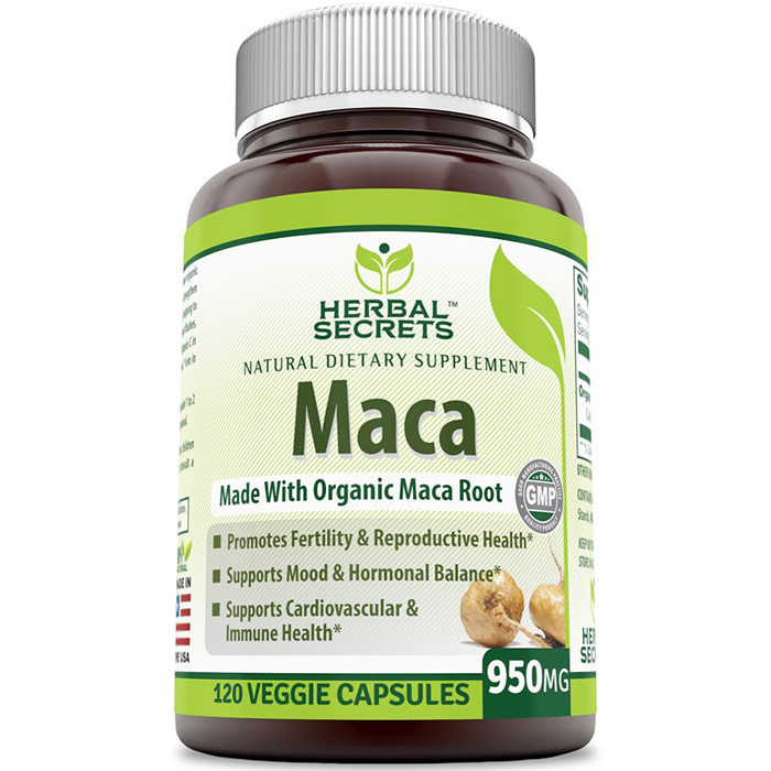 Herbal Secrets Maca 950 mg, 120 Veggie Capsules, Amazing Nutrition