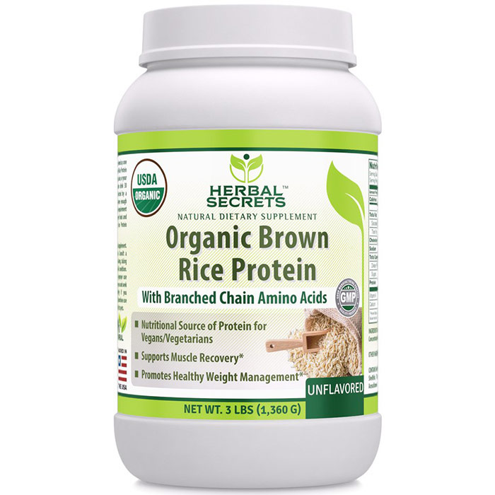 Herbal Secrets Organic Brown Rice Protein Powder, Unflavored, 3 lb, Amazing Nutrition