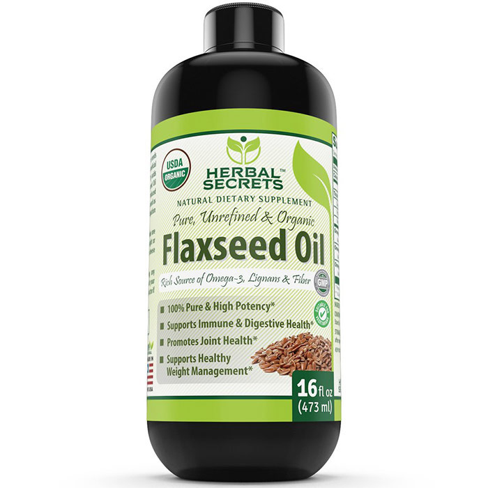 Herbal Secrets Organic Flaxseed Oil, 16 oz, Amazing Nutrition