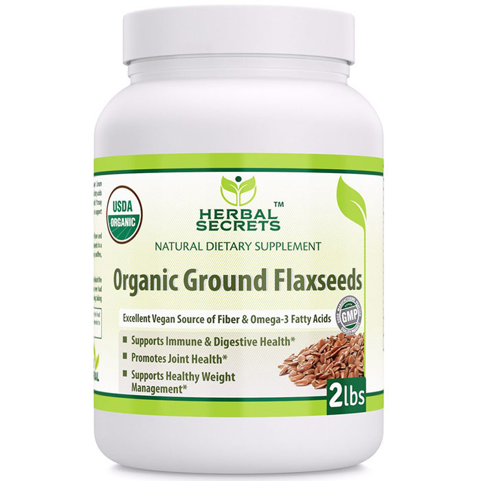 Herbal Secrets Organic Ground Flaxseeds Powder, 2 lb, Amazing Nutrition
