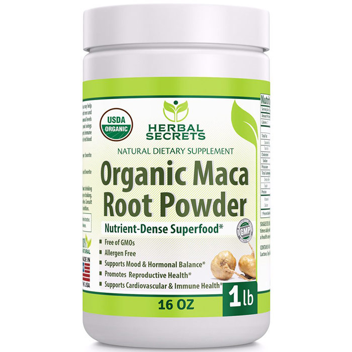Herbal Secrets Organic Maca Root Powder, 16 oz, Amazing Nutrition