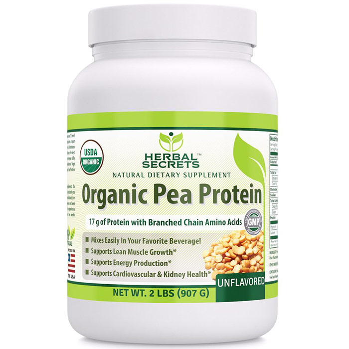 Herbal Secrets Organic Pea Protein Powder, Unflavored, 2 lb, Amazing Nutrition
