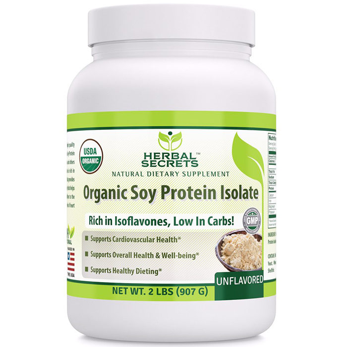 Herbal Secrets Organic Soy Protein Isolate Powder, Unflavored, 2 lb, Amazing Nutrition