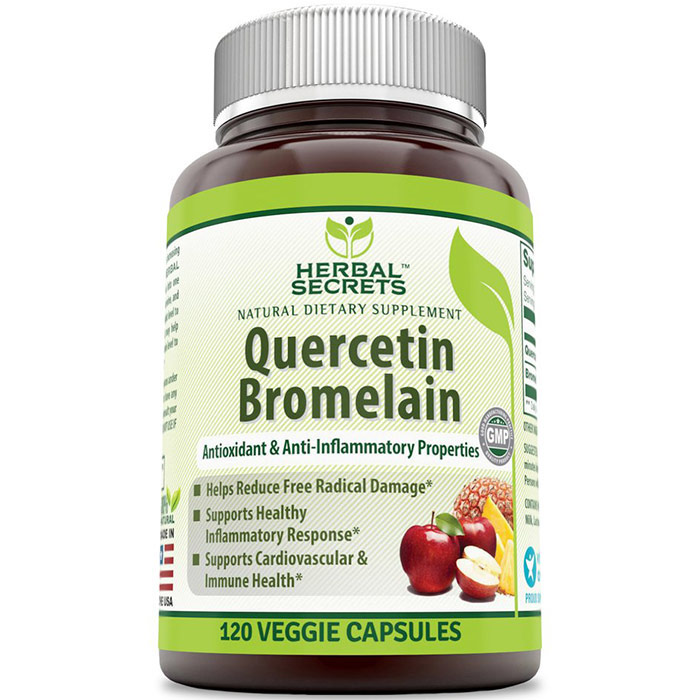 Herbal Secrets Quercetin 800 mg with Bromelain 165 mg, 120 Veggie Capsules, Amazing Nutrition
