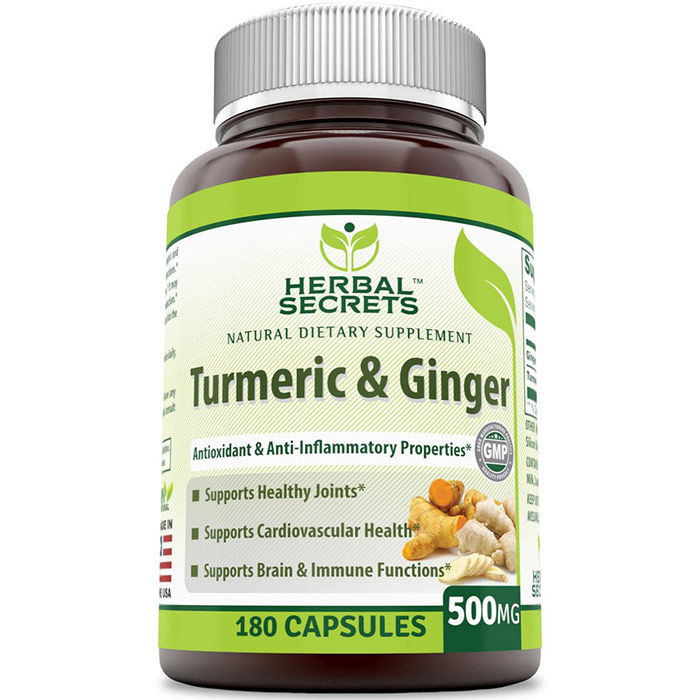 Herbal Secrets Turmeric & Ginger, 180 Capsules, Amazing Nutrition