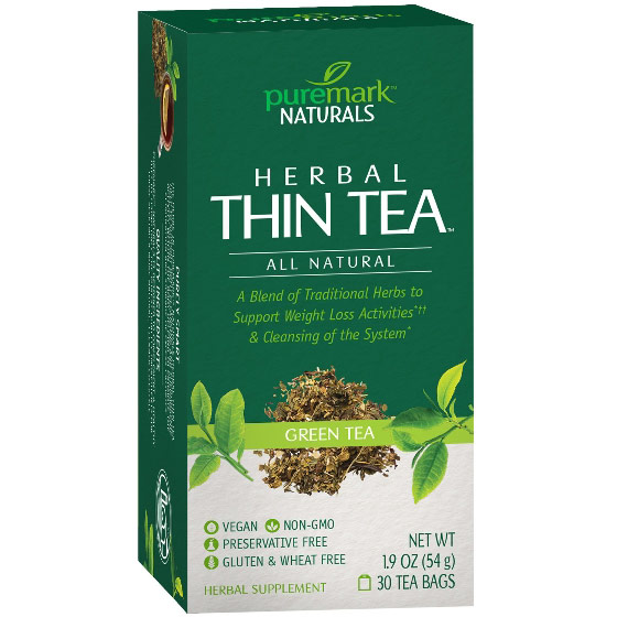 Herbal Thin Tea, Green Tea Flavor, 30 Tea Bags, PureMark Naturals