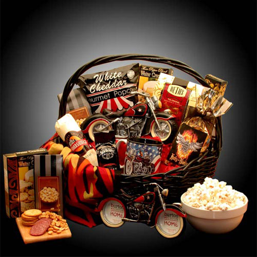 Elegant Gift Baskets Online He's A Motorcycle Man Gift Basket, Elegant Gift Baskets Online