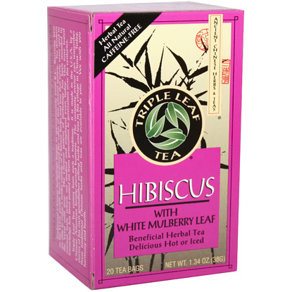 Hibiscus with White Mulberry Leaf Tea, 20 Tea Bags x 6 Box, Triple Leaf Tea