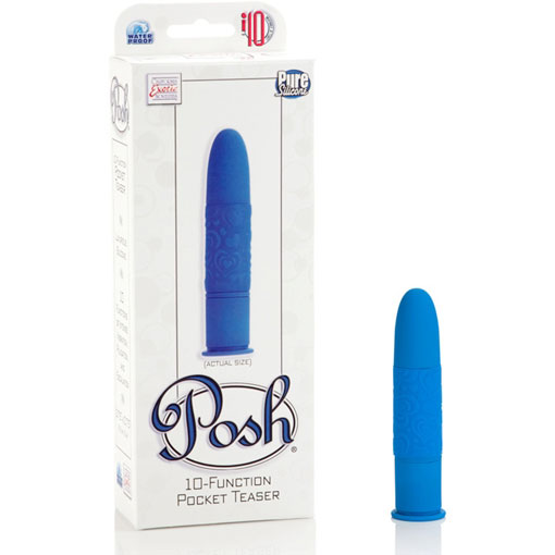 Posh 10-Function Pocket Teaser - Blue, Discreet Vibrator, California Exotic Novelties