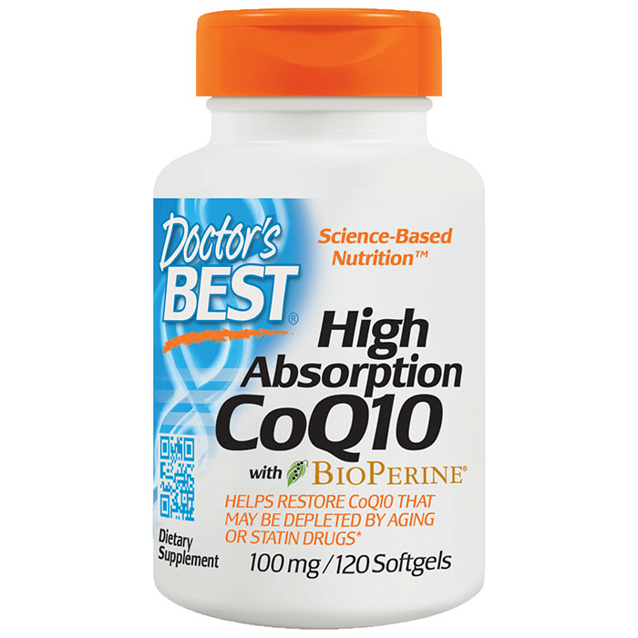 High Absorption CoQ10 100 mg, 120 Softgels, from Doctors Best (Naturally Fermented)