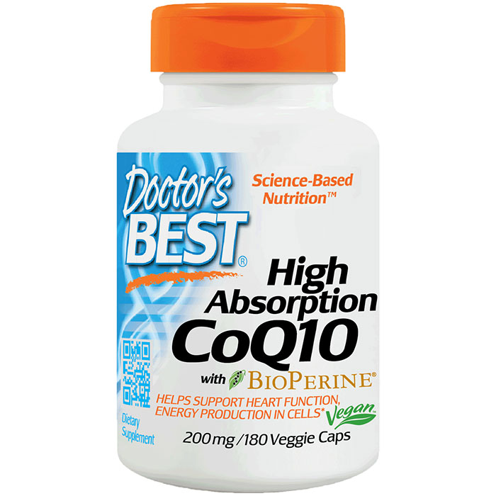 High Absorption CoQ10 200 mg, Value Size, 180 Vegetarian Capsules, Doctors Best