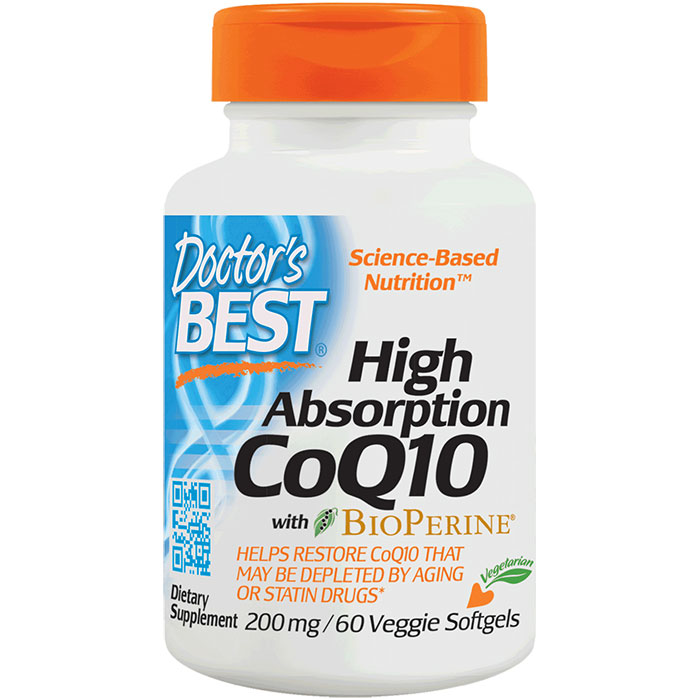 High Absorption CoQ10 200 mg, Naturally Fermented, 60 Vegetarian Softgels, Doctors Best