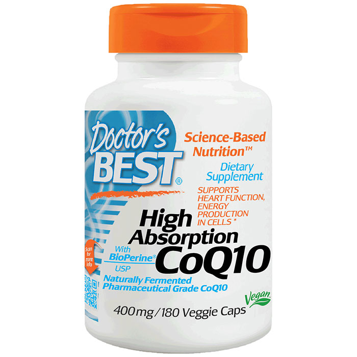 High Absorption CoQ10 with BioPerine, 400 mg, Value Size, 180 Vegetarian Capsules, Doctors Best