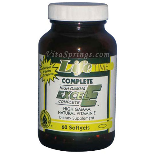High Gamma Excel E Natural Vitamin E 60 Softgels LifeTime