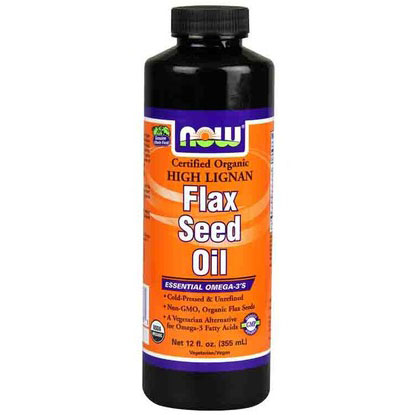 High Lignan Flax Oil, Organic Flax Seed Oil 12 oz, NOW Foods