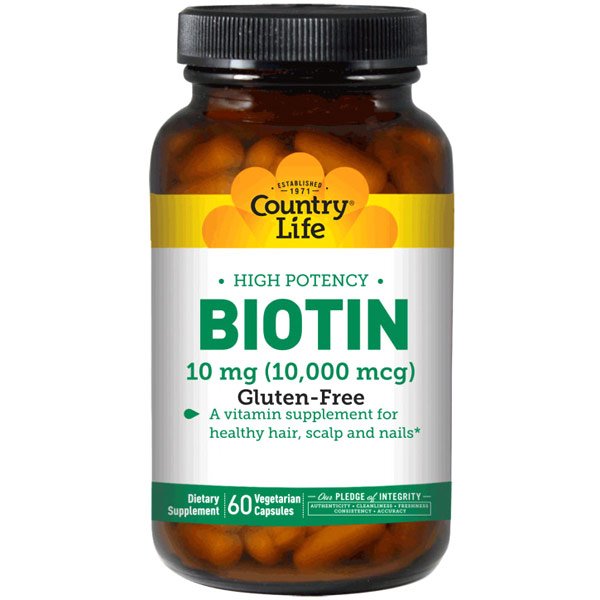 High Potency Biotin 10 mg, 120 Vegetarian Capsules, Country Life