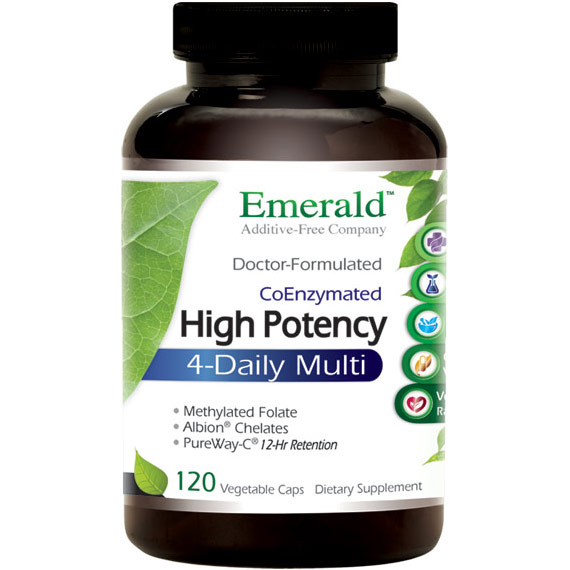 High Potency 4-Daily Multi, Multi Vitamin Formula, 120 Vegetable Capsules, Emerald Labs
