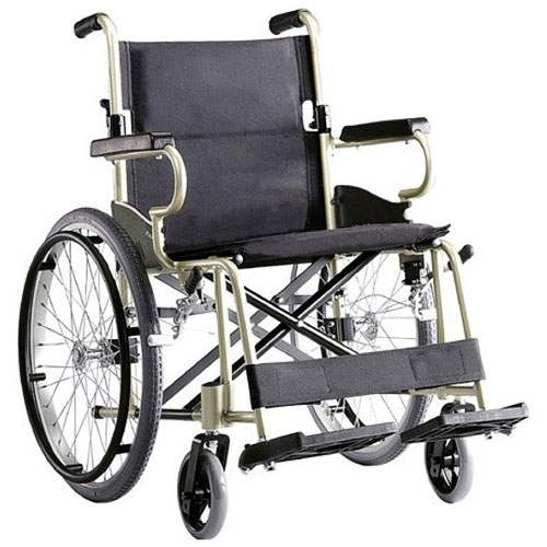 Karman Healthcare Inc. High Strength Super Light Weight Wheelchair, K0004/K0005, 18 Inch Seat Width, Folding Backrests, Fixed Arms and Footrests, 20 Inch Flat-free Wheels, Black Frame, Karman