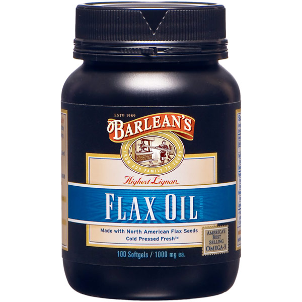 Lignan Flax Oil Soft Gels, 100 Softgels, Barleans Organic Oils