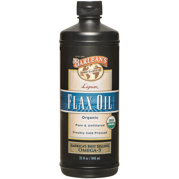 Lignan Flax Oil Liquid, Organic, 32 oz, Barleans Organic Oils