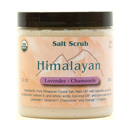 Organic Himalayan Salt Body Scrub, Lavender - Chamomile, 12 oz, Aloha Bay