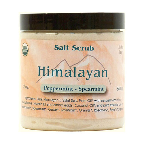 Organic Himalayan Salt Body Scrub, Peppermint - Spearmint, 12 oz, Aloha Bay