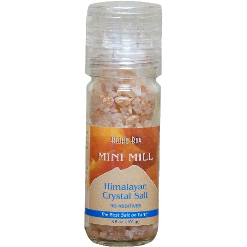 Himalayan Mini Mill Crystal Salt with Grinder Dispenser, 3.5 oz, Aloha Bay