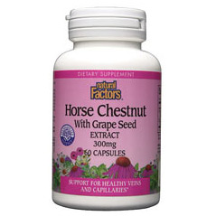 Horse Chestnut 300mg with 50mg Grape Seed 60 Capsules, Natural Factors