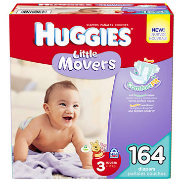 Huggies Little Movers Diapers, Size 3 (16-28 lb), 164 ct