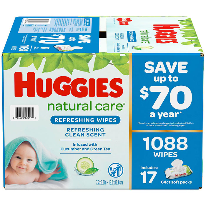 Huggies Natural Care Baby Wipe Refill, Refreshing Clean, 1088 ct