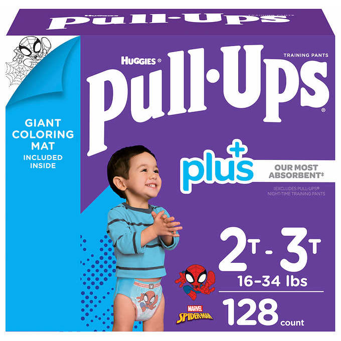 Huggies Pull-Ups Plus Training Pants For Boys, Size 2T-3T, 128 Count