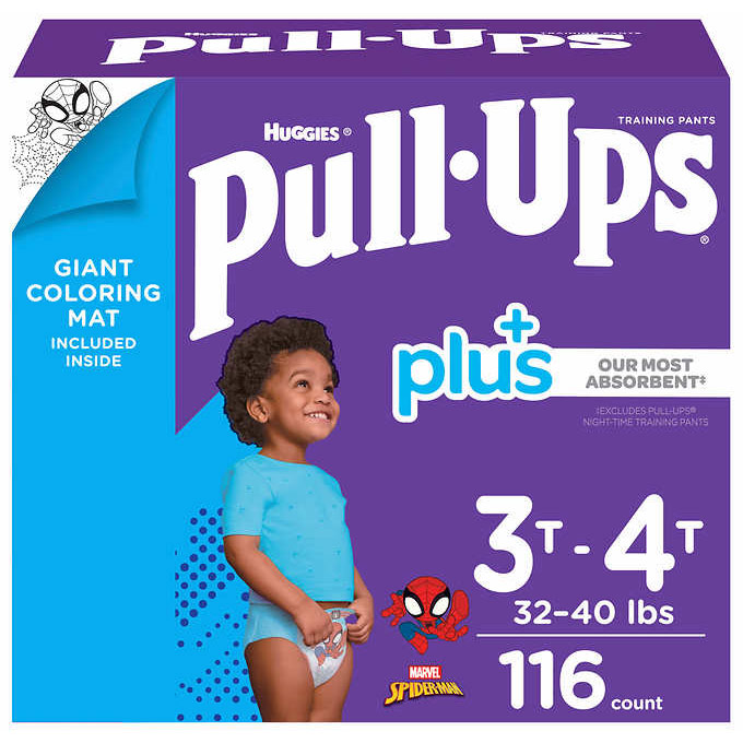 Huggies Pull-Ups Plus Training Pants For Boys, Size 3T-4T, 116 Count