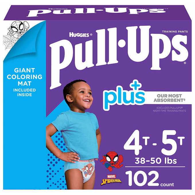 Huggies Pull-Ups Plus Training Pants For Boys, Size 4T-5T, 102 Count