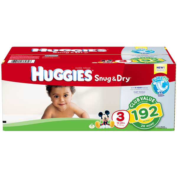 Huggies Snug & Dry Diapers, Size 3 (16-28 lb), 192 ct