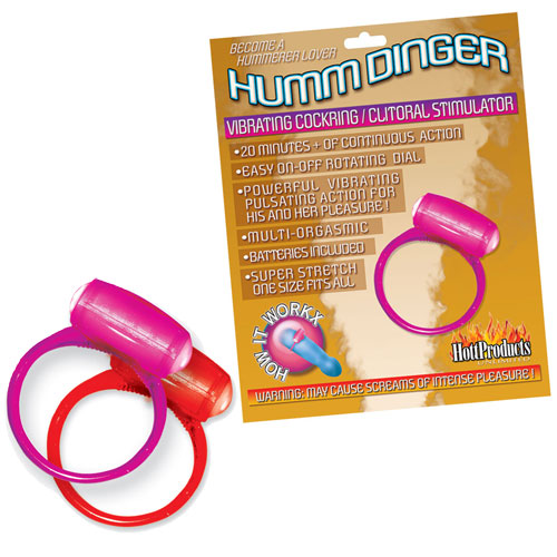 Hott Products Humm Dinger Vibrating Ring - Red, Hott Products