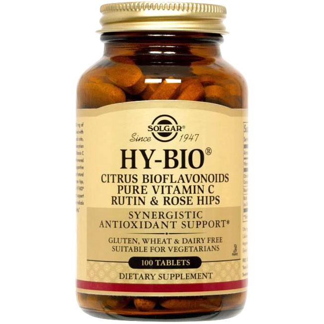 Hy-Bio, Citrus Bioflavonoids, Vitamin C, Rutin & Rose Hips, 100 Tablets, Solgar