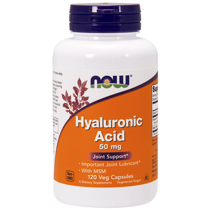 Hyaluronic Acid 50 mg + MSM, Value Size, 120 Veg Capsules, NOW Foods