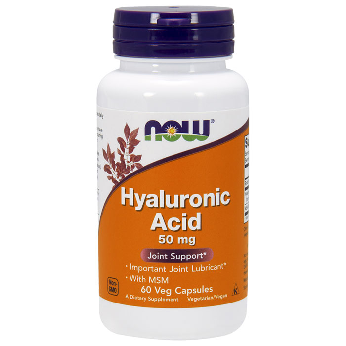 NOW Foods Hyaluronic Acid 50mg with Lignisul MSM 450mg - 60 Vcaps, NOW Foods