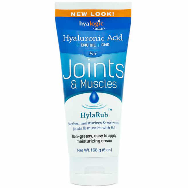 HylaRub Moisturizing Joint Cream, with Hyaluronic Acid, Emu Oil & CMO, 6 oz, Hyalogic