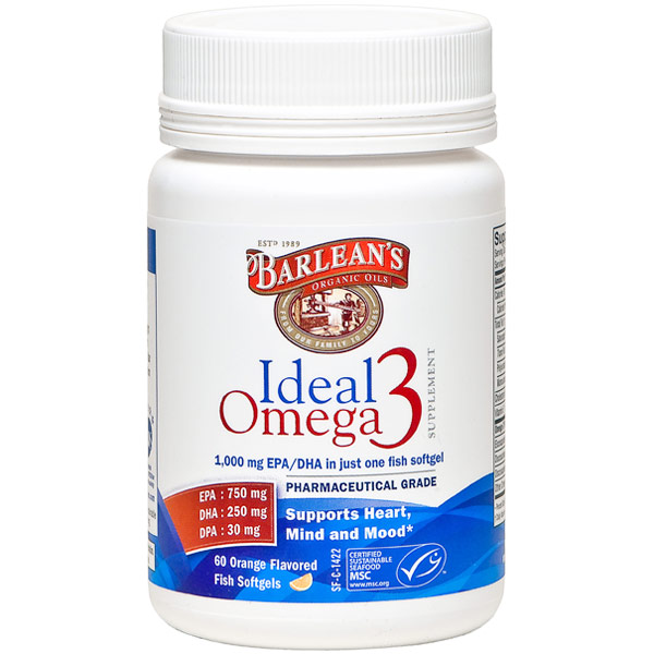 Ideal Omega 3 Fish Oil, Orange, 60 Softgels, Barleans Organic Oils