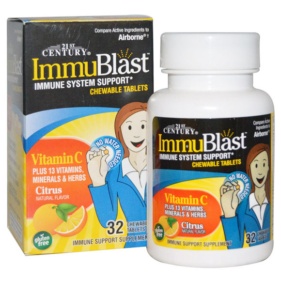 ImmuBlast, Immune System Support, Citrus Flavor, 32 Chewable Tablets, 21st Century HealthCare
