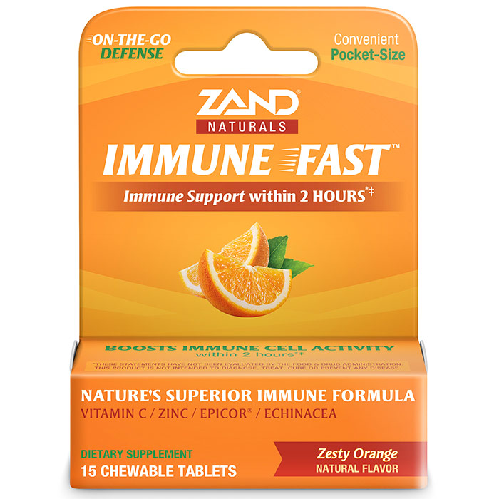 Immune Fast, Zesty Orange, Convenient Pocket-Size, 15 Chewable Tablets, Zand